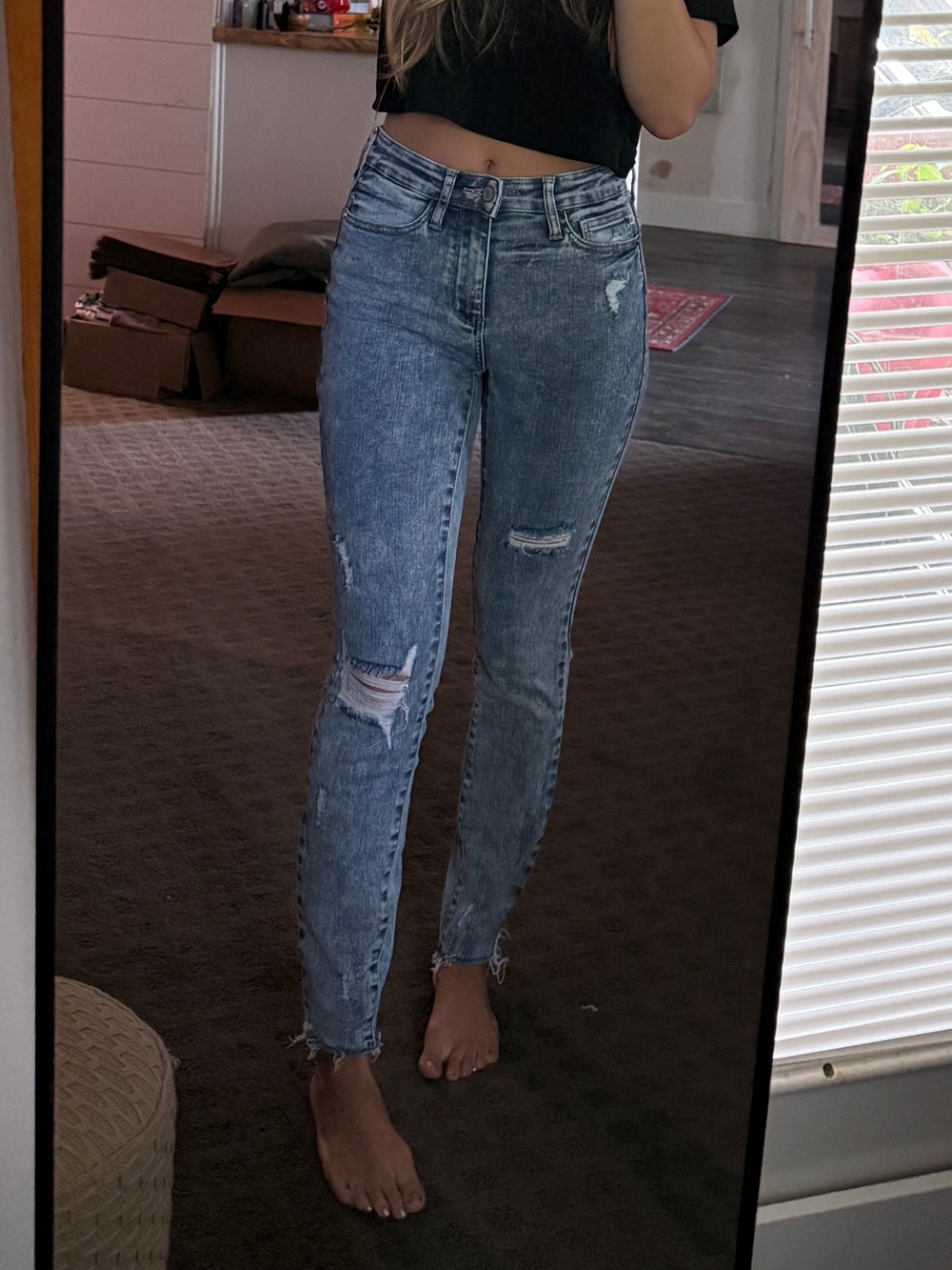 Judy Blue Light Blue Distressed High-Rise Skinny Jeans
